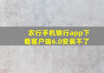 农行手机银行app下载客户端6.0安装不了