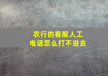 农行的客服人工电话怎么打不进去