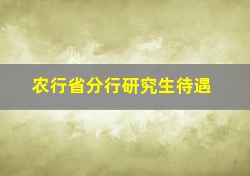 农行省分行研究生待遇