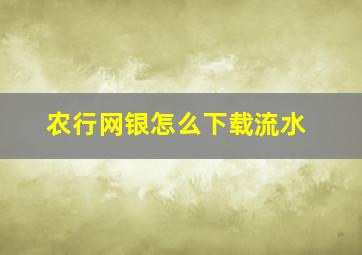 农行网银怎么下载流水