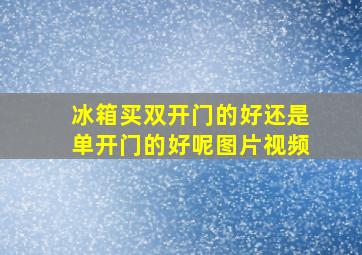 冰箱买双开门的好还是单开门的好呢图片视频