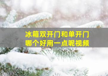 冰箱双开门和单开门哪个好用一点呢视频