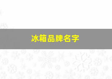 冰箱品牌名字