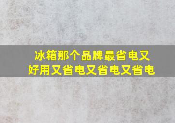 冰箱那个品牌最省电又好用又省电又省电又省电