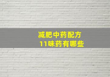 减肥中药配方11味药有哪些