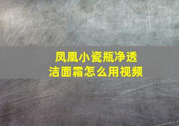 凤凰小瓷瓶净透洁面霜怎么用视频