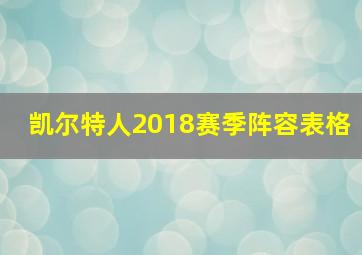 凯尔特人2018赛季阵容表格