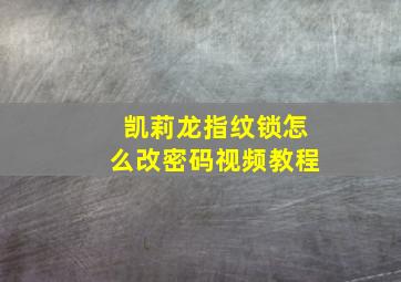 凯莉龙指纹锁怎么改密码视频教程