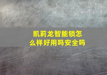 凯莉龙智能锁怎么样好用吗安全吗