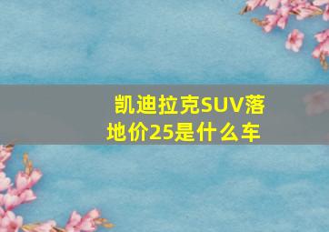 凯迪拉克SUV落地价25是什么车