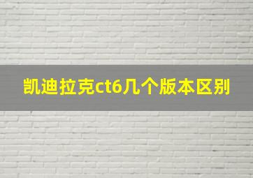 凯迪拉克ct6几个版本区别