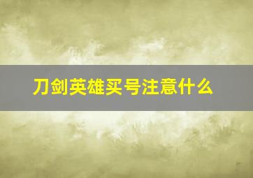 刀剑英雄买号注意什么