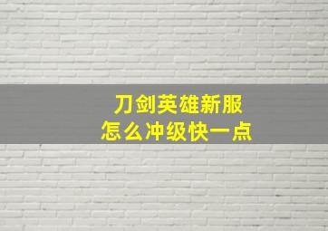 刀剑英雄新服怎么冲级快一点