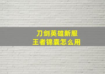 刀剑英雄新服王者锦囊怎么用