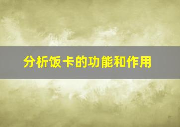 分析饭卡的功能和作用