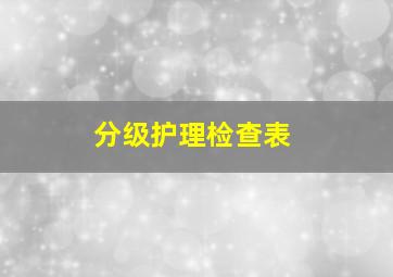 分级护理检查表