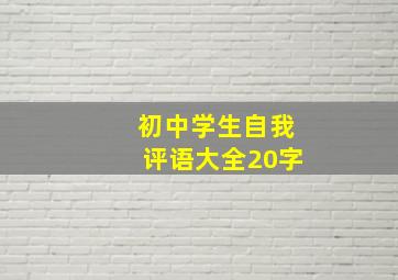 初中学生自我评语大全20字