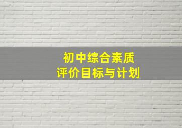 初中综合素质评价目标与计划