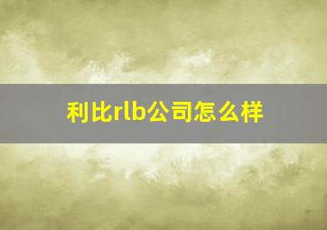 利比rlb公司怎么样