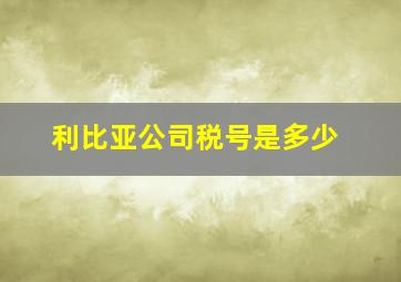 利比亚公司税号是多少