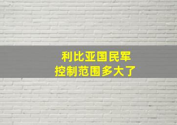 利比亚国民军控制范围多大了