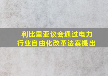 利比里亚议会通过电力行业自由化改革法案提出