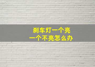 刹车灯一个亮一个不亮怎么办