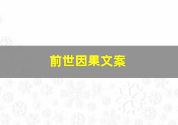 前世因果文案