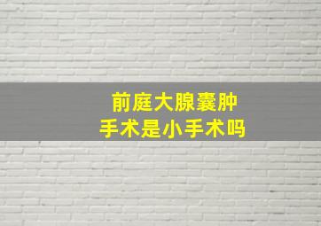 前庭大腺囊肿手术是小手术吗