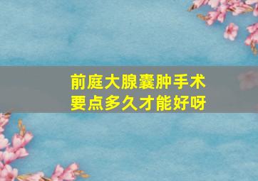 前庭大腺囊肿手术要点多久才能好呀