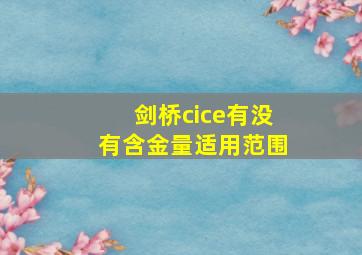 剑桥cice有没有含金量适用范围