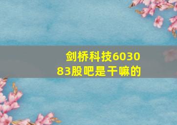 剑桥科技603083股吧是干嘛的