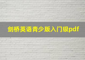 剑桥英语青少版入门级pdf