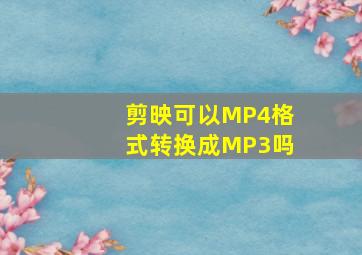 剪映可以MP4格式转换成MP3吗