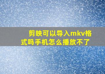 剪映可以导入mkv格式吗手机怎么播放不了