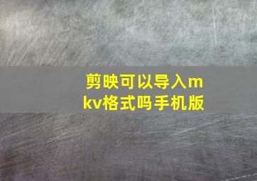 剪映可以导入mkv格式吗手机版