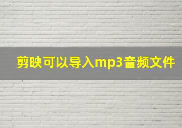 剪映可以导入mp3音频文件