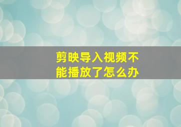 剪映导入视频不能播放了怎么办