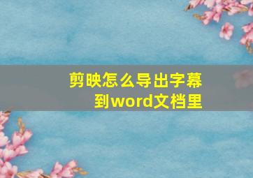 剪映怎么导出字幕到word文档里