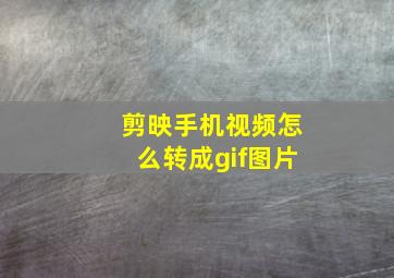 剪映手机视频怎么转成gif图片