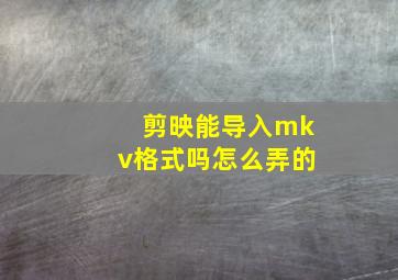 剪映能导入mkv格式吗怎么弄的