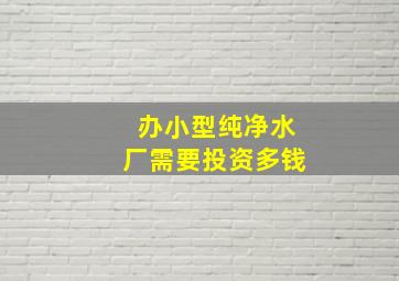 办小型纯净水厂需要投资多钱