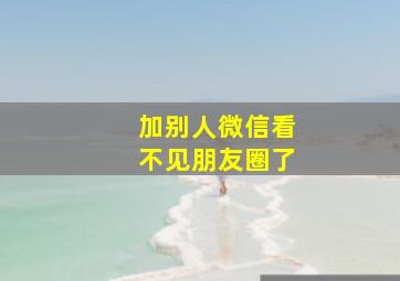 加别人微信看不见朋友圈了