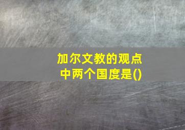 加尔文教的观点中两个国度是()