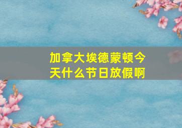 加拿大埃德蒙顿今天什么节日放假啊