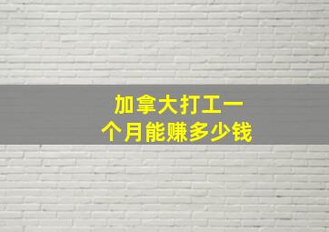 加拿大打工一个月能赚多少钱