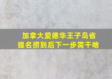 加拿大爱德华王子岛省提名捞到后下一步需干啥