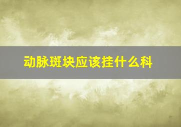 动脉斑块应该挂什么科