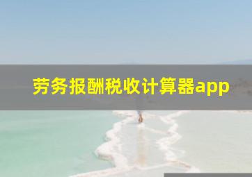 劳务报酬税收计算器app