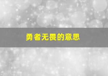 勇者无畏的意思